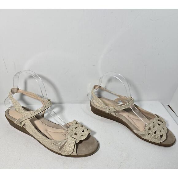 Beautifeel Kali Embossed Leather Wedge Heel Sandals Ivory/Silver Comfort 42/11.5 - Picture 6 of 8